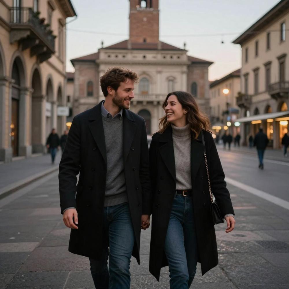 Vista urbana di Brescia al tramonto, atmosfera elegante della citt&agrave;