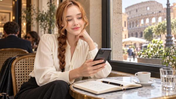 Taking a quiet moment at a caf&eacute; to compare a few profiles