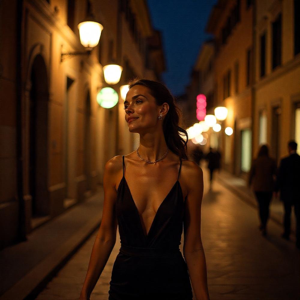 Atmosfera serale a Brescia, luci calde e vita cittadina